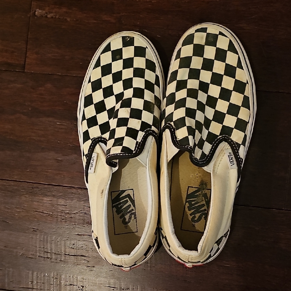 Vans Black and White Checkerboard Slip-Ons